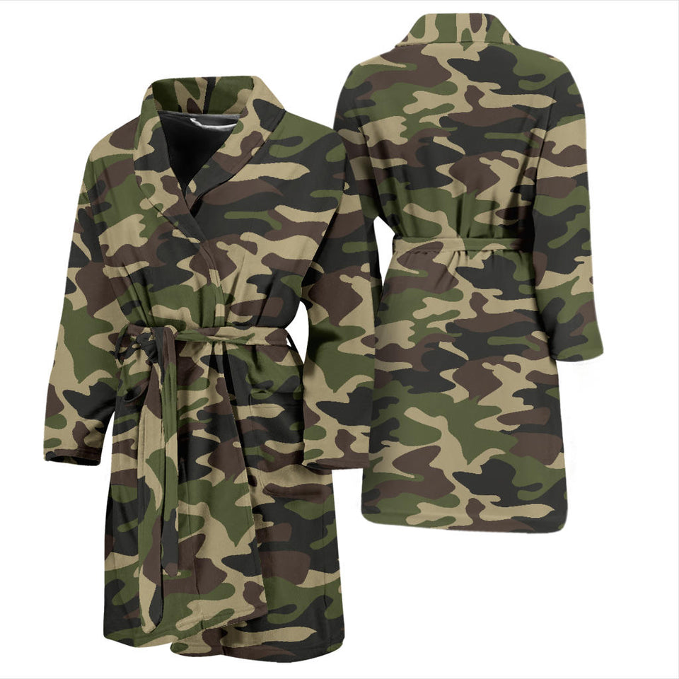 Dark Green Camo Camouflage Pattern Men'S Bathrobe