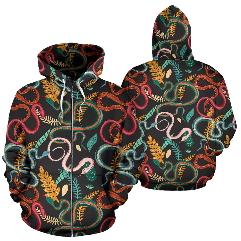 Colorful Snake Plant Pattern Zip Up Hoodie