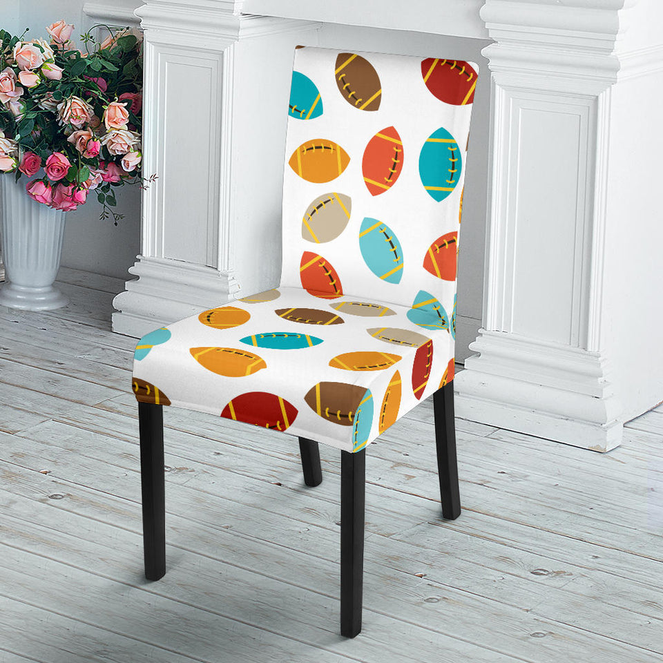 Colorful American Football Ball Pattern Dining Chair Slipcover