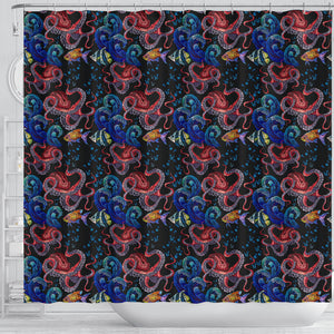 Octopus Sea Wave Tropical Fishe Pattern Shower Curtain Fulfilled In US