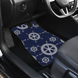 Nautical Steering Wheel Design Pattern Front And Back Car Mats