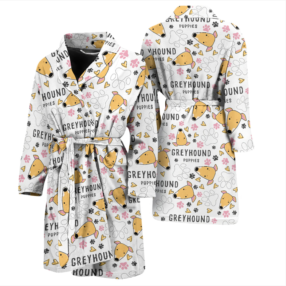 Greyhound Pattern Print Design 03 Men's Bathrobe