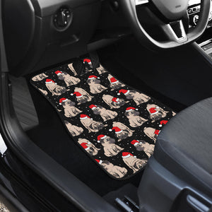 Christmas Pugs Santa_S Red Cap Pattern Front Car Mats
