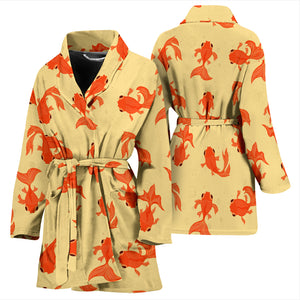 Goldfish Pattern Print Design 02 Women's Bathrobe