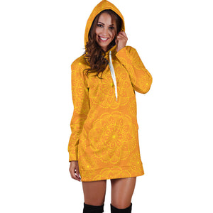 Orange Traditional Indian Element Pattern Women'S Hoodie Dress