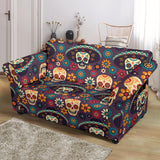 Sugar Skulls Flower Maxican Pattern Loveseat Couch Slipcover