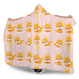 Cute Shiba Inu Dog Pattern  Hooded Blanket