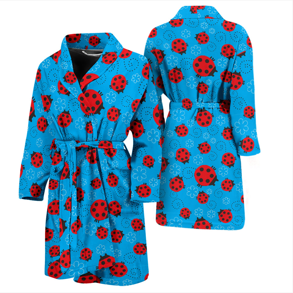 Ladybug Pattern Print Design 02 Men's Bathrobe