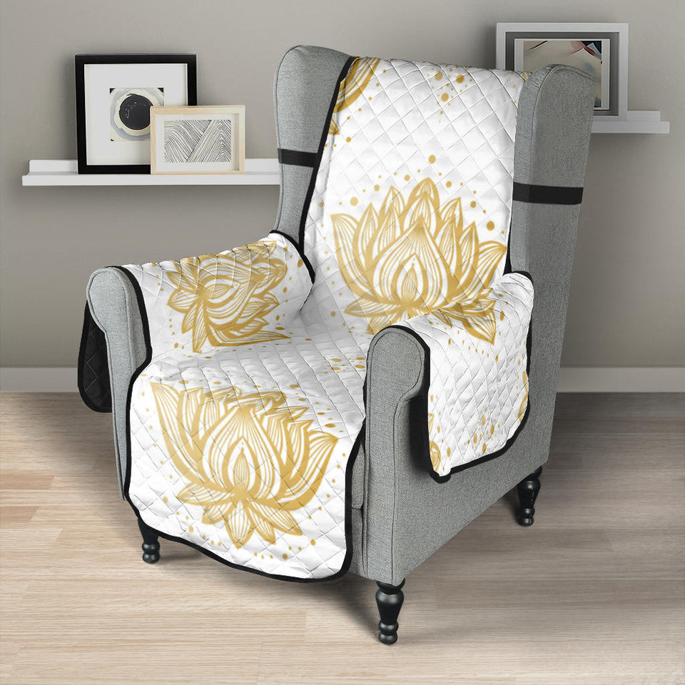 Gold Ornamental lotue waterlily symbol pattern Chair Cover Protector