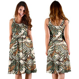 Monkey Tropical Leaves Background Sleeveless Midi Dress