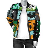 Dinosaurs Print Pattern Women'S Bomber Jacket