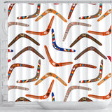 Boomerang Australian Aboriginal Ornament Pattern Shower Curtain Fulfilled In US