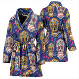 Sugar Skull Flower Pattern Women'S Bathrobe