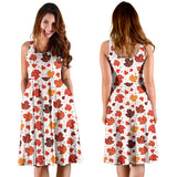 Colorful Maple Leaf Pattern Sleeveless Midi Dress