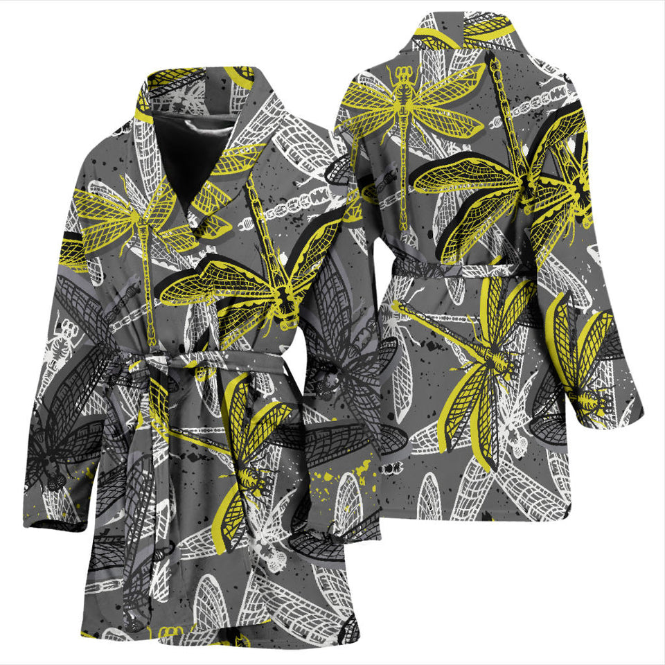 Hand Drawn Dragonfly Pattern Women'S Bathrobe