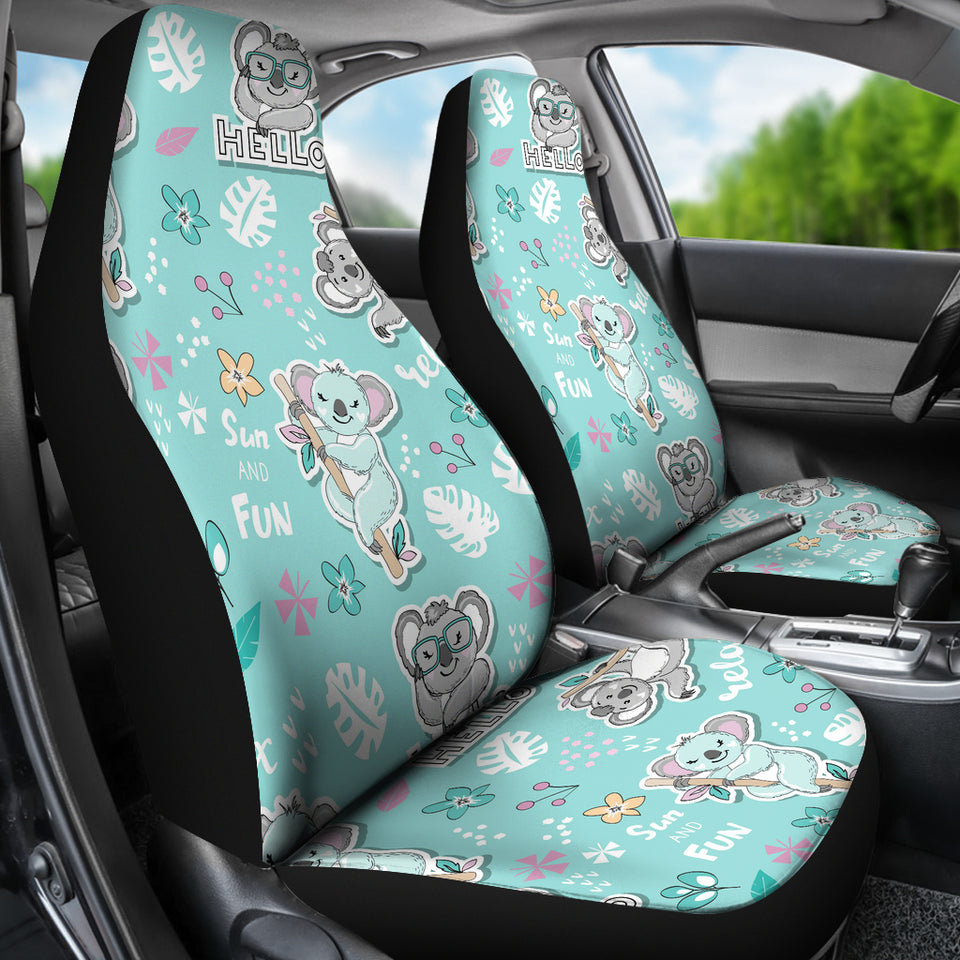 Cute Koalas Blue Background Pattern Universal Fit Car Seat Covers