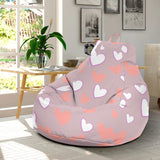 Coral White Heart Pattern Bean Bag Cover