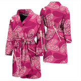 Beautiful Dragonfly Pink Background Men'S Bathrobe