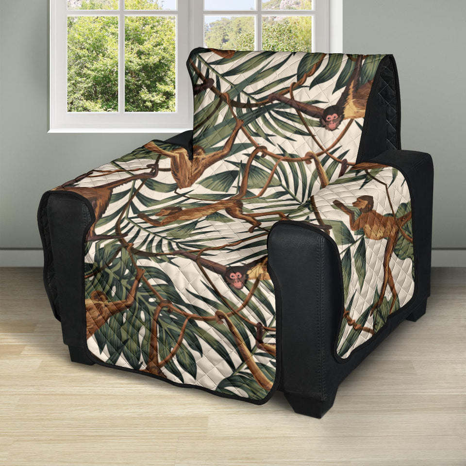Monkey tropical leaves background Recliner Cover Protector