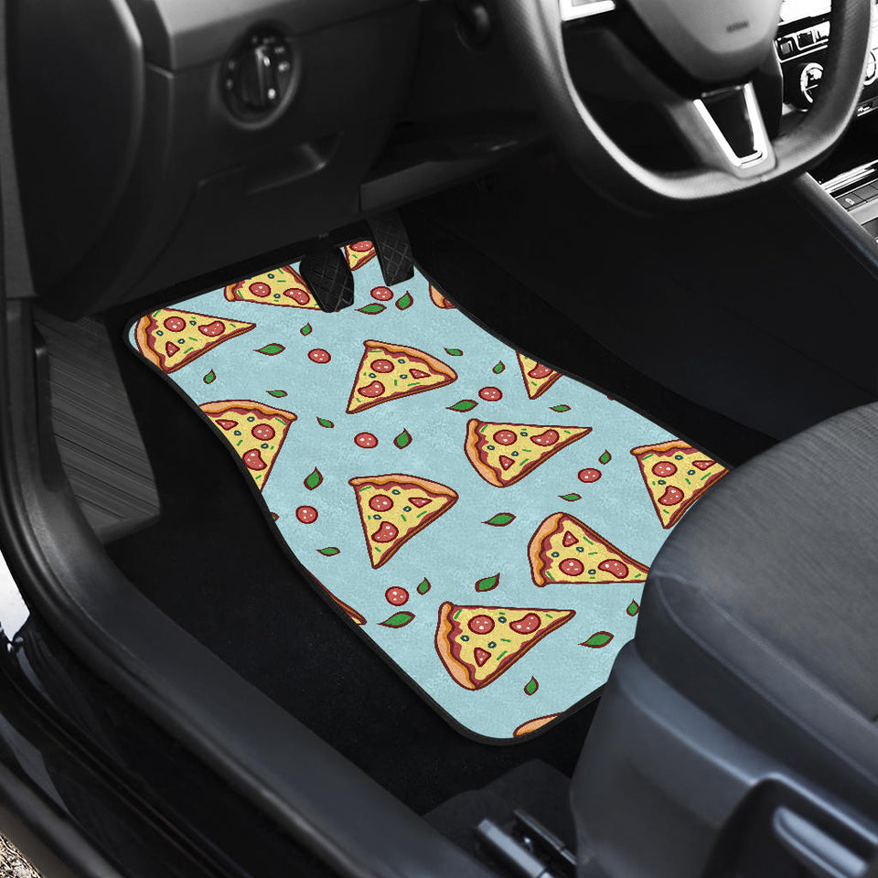 Hand Drawn Pizza Blue Background Front And Back Car Mats