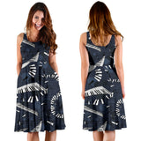 Piano Pattern Print Design 02 Sleeveless Midi Dress