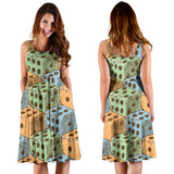 Dice Pattern Print Design 05 Sleeveless Midi Dress