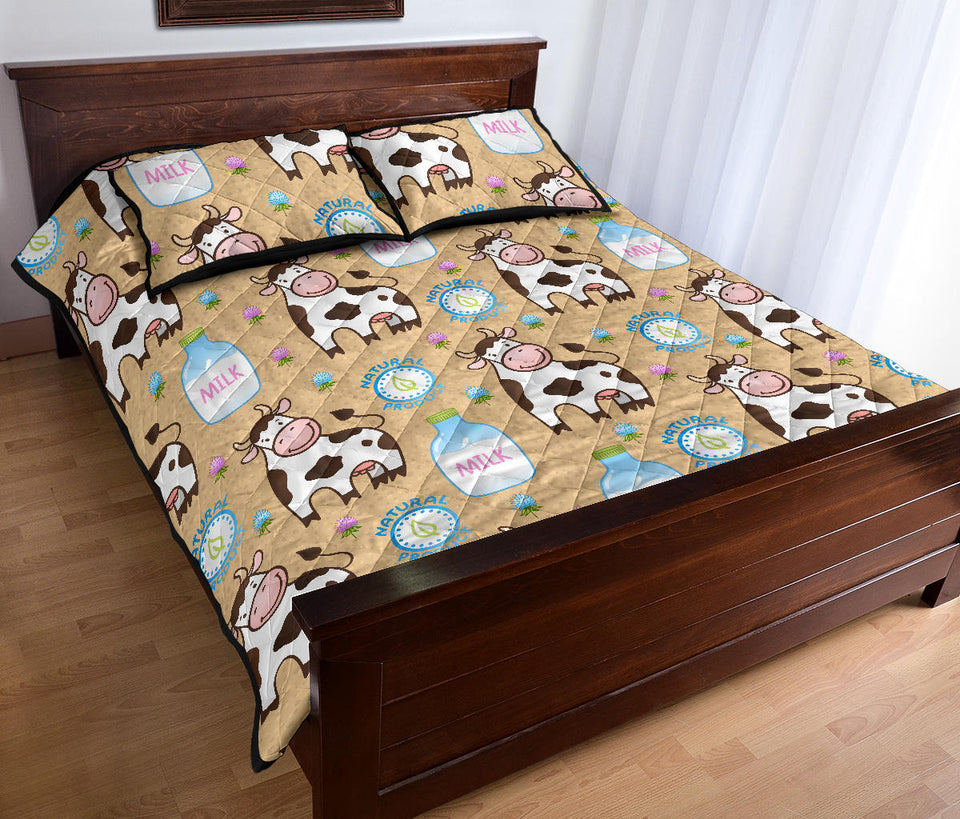 Cow bottle of milk pattern Quilt Bed Set