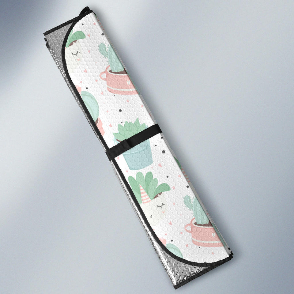 Pastel Colorcactus Pattern Copy Car Sun Shade