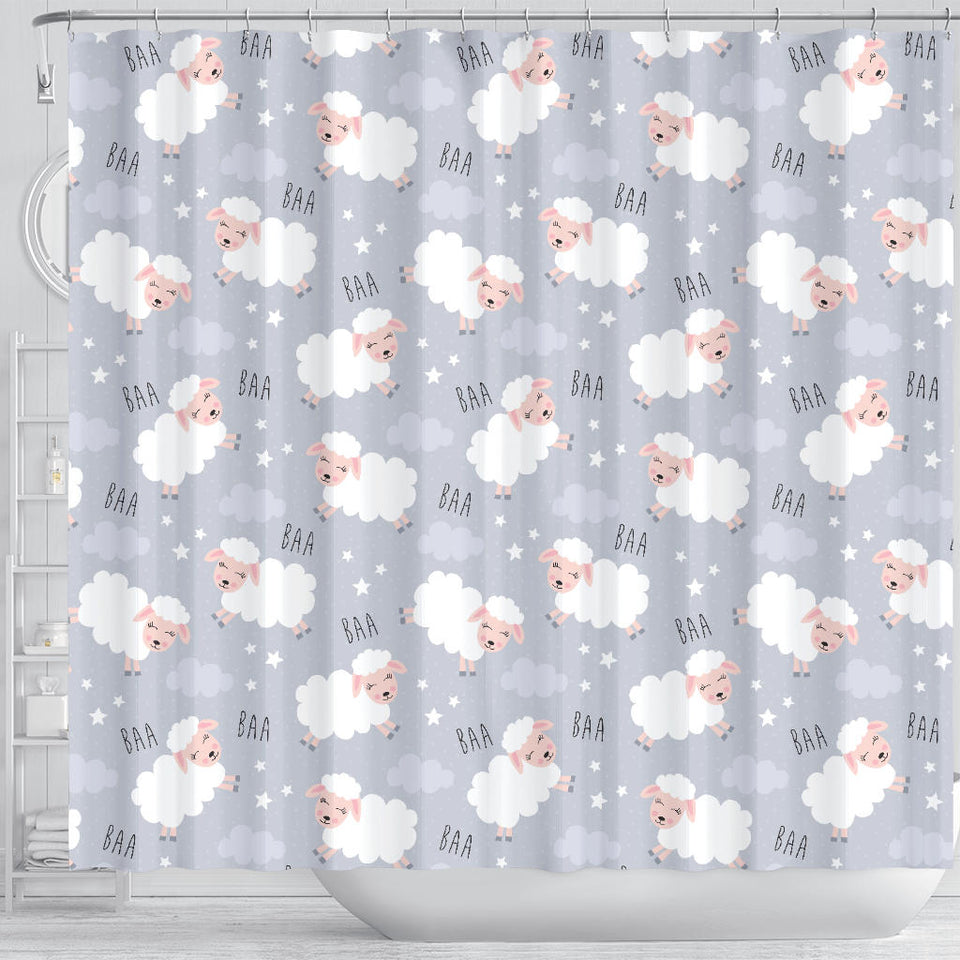 Sweet Dreams Sheep Pattern Shower Curtain Fulfilled In US