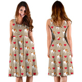 English Bulldog Pattern Print Design 05 Sleeveless Midi Dress