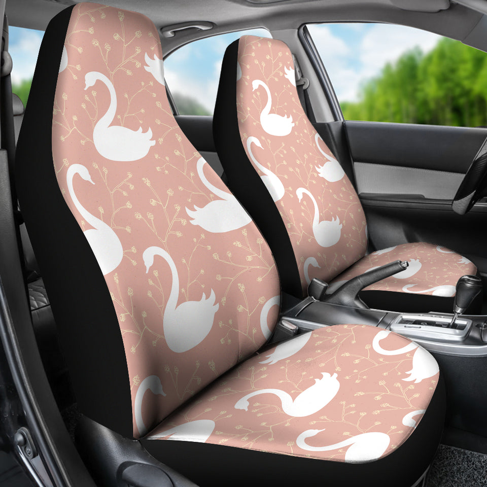 Swan Flower Light Pink Background  Universal Fit Car Seat Covers