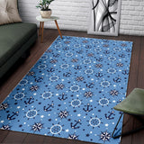 Anchors Rudder Compass Star Nautical Pattern Area Rug