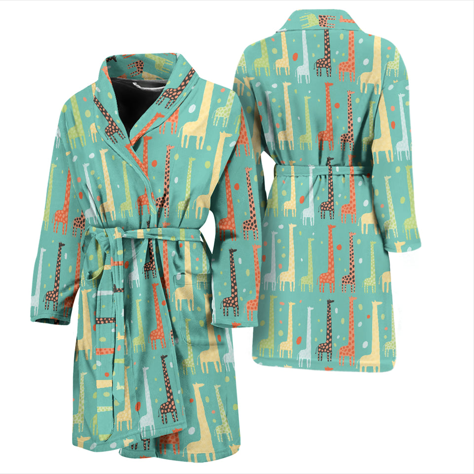 Giraffe Pattern Print Design 01 Men's Bathrobe