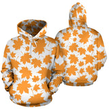 Orange Maple Leaf Pattern Men Women Pullover Hoodie