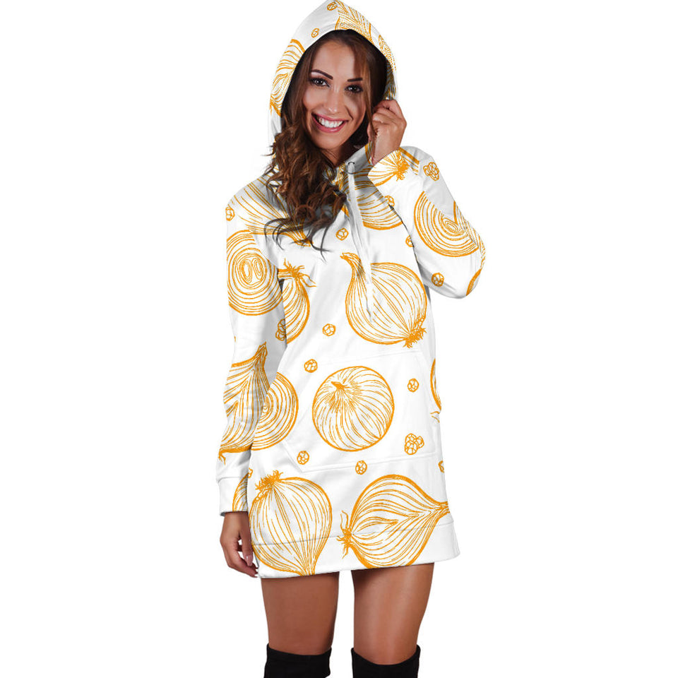 Hand Drawn Onion Pattern Women'S Hoodie Dress