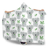 Hand Drawn Koala Leaves Pattern Hooded Blanket