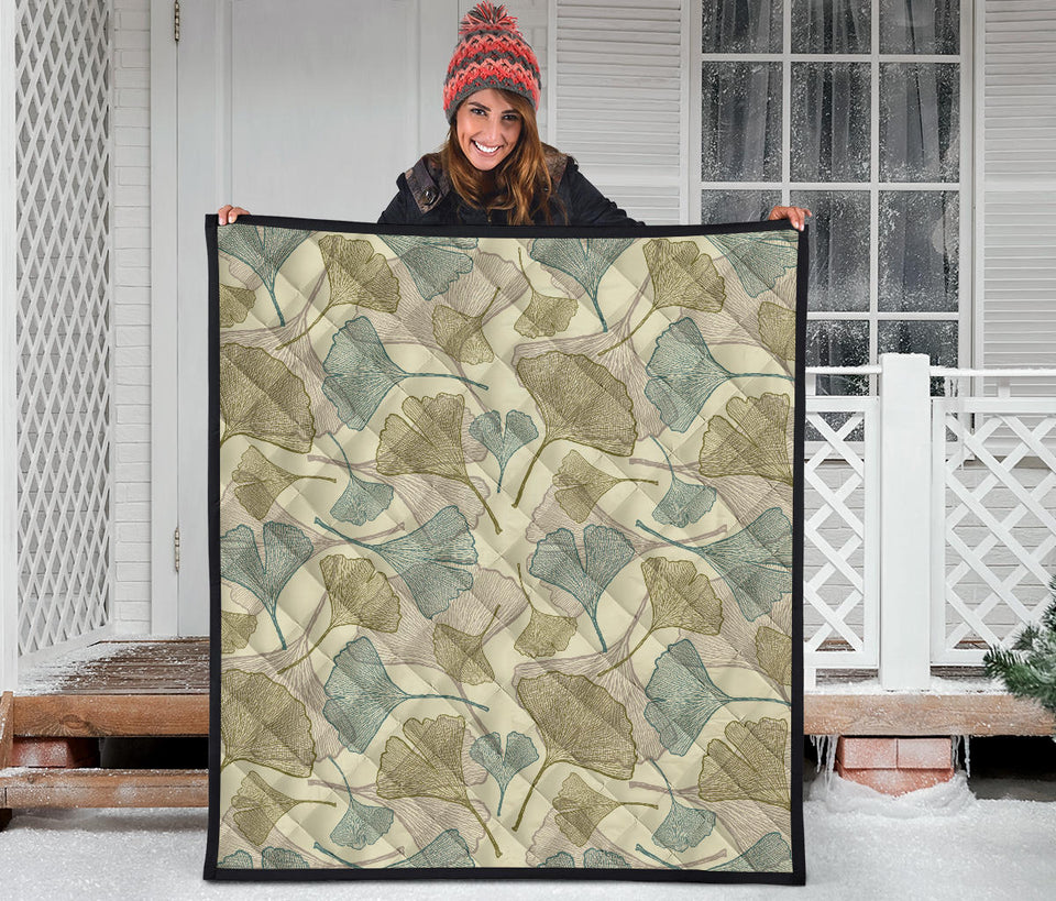 Ginkgo Leaves Design Pattern Premium Quilt
