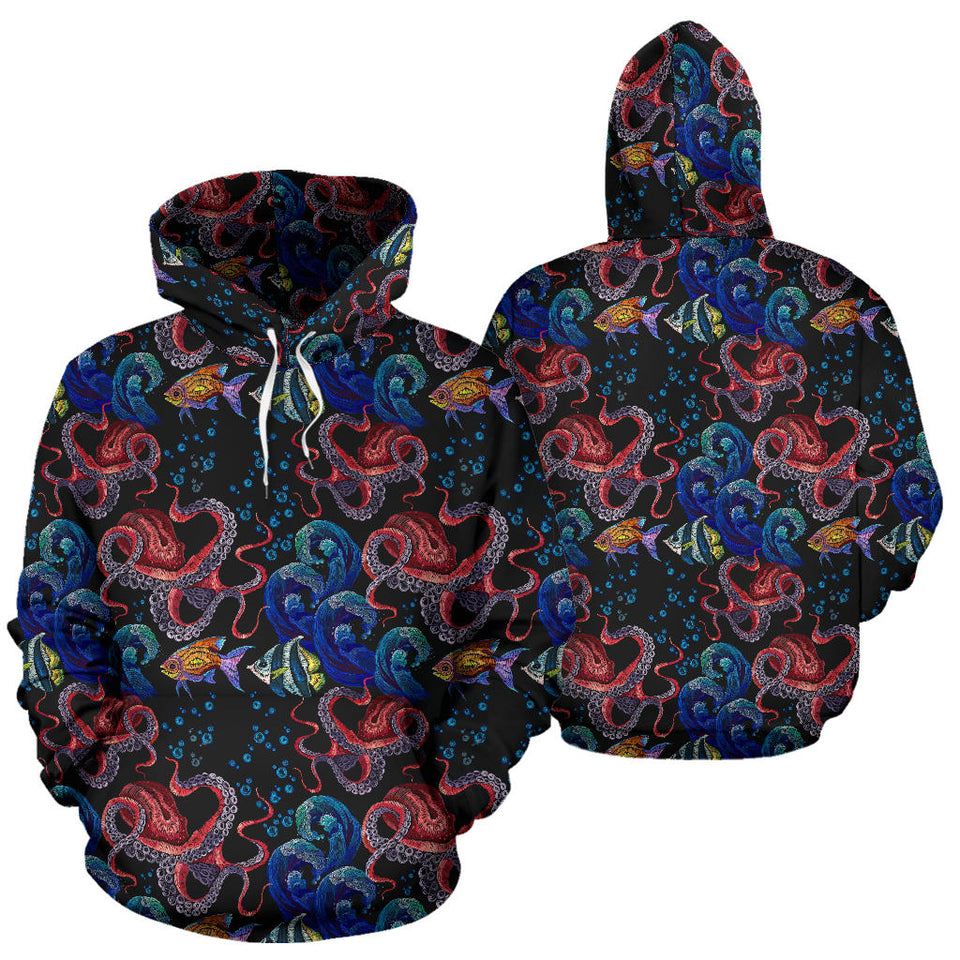 Octopus Sea Wave Tropical Fishe Pattern Men Women Pullover Hoodie