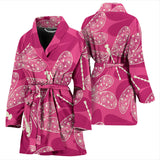 Beautiful Dragonfly Pink Background Women'S Bathrobe