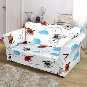 Watercolor Helicopter Cloud Pattern Loveseat Couch Slipcover