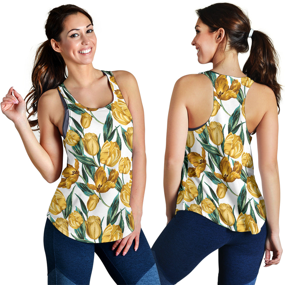 yellow tulips pattern Women Racerback Tank Top