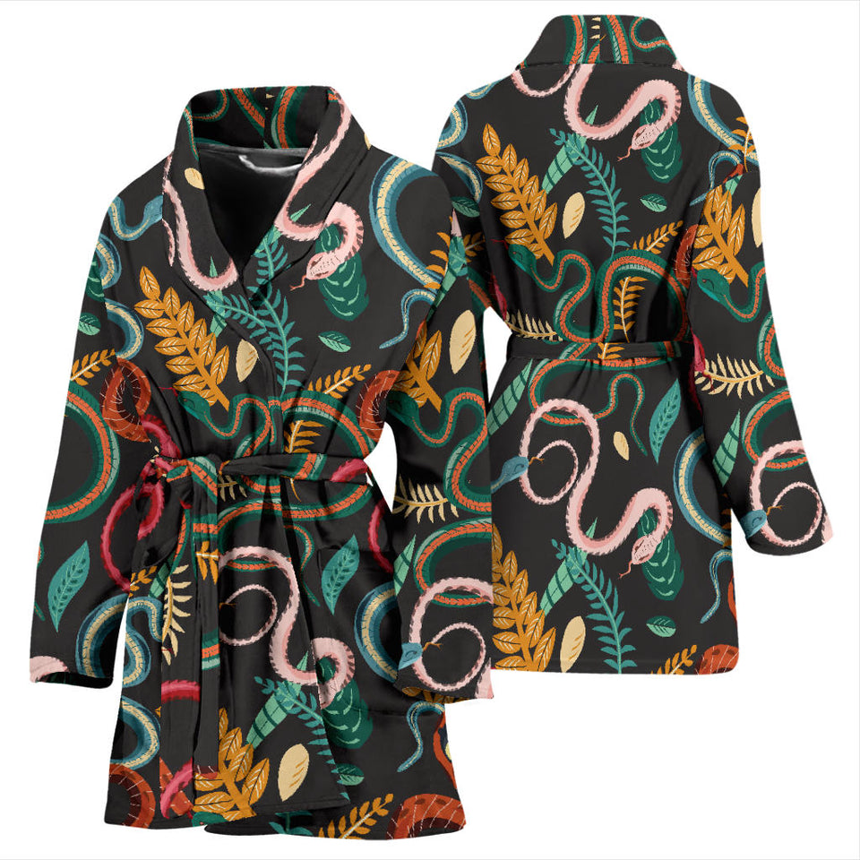 Colorful Snake Plant Pattern Women'S Bathrobe