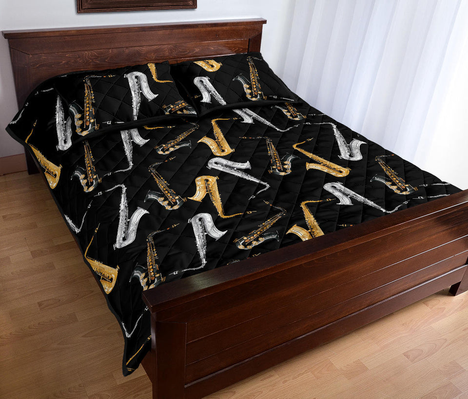 saxophone design pattern Quilt Bed Set