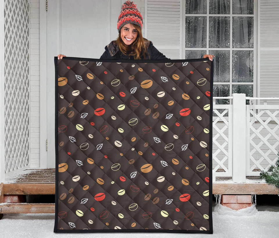 Coffee Bean Leave Pattern Premium Quilt