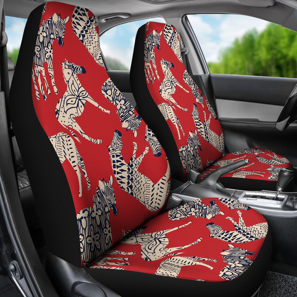 Zebra Abstract Red Background  Universal Fit Car Seat Covers