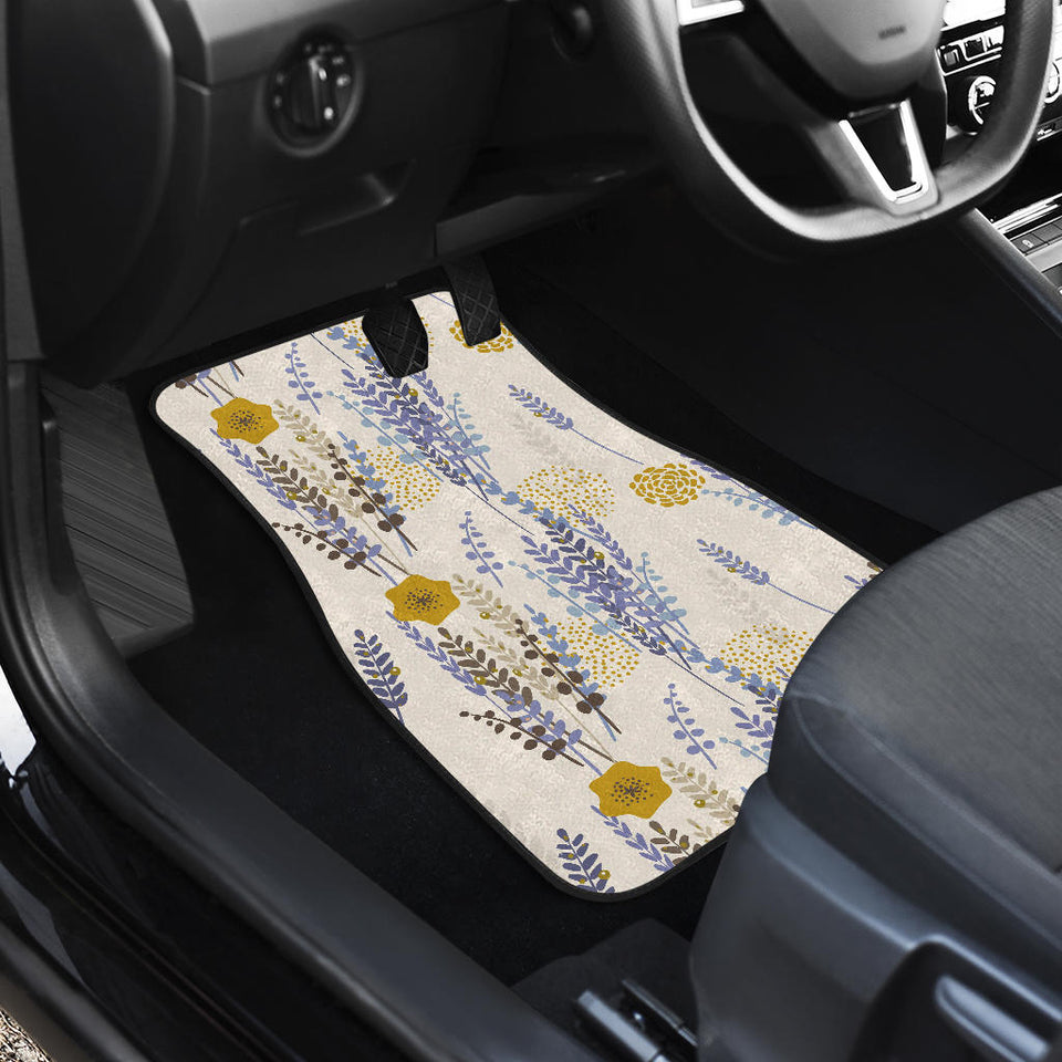 Lavender Modern Pattern Blackground Front And Back Car Mats
