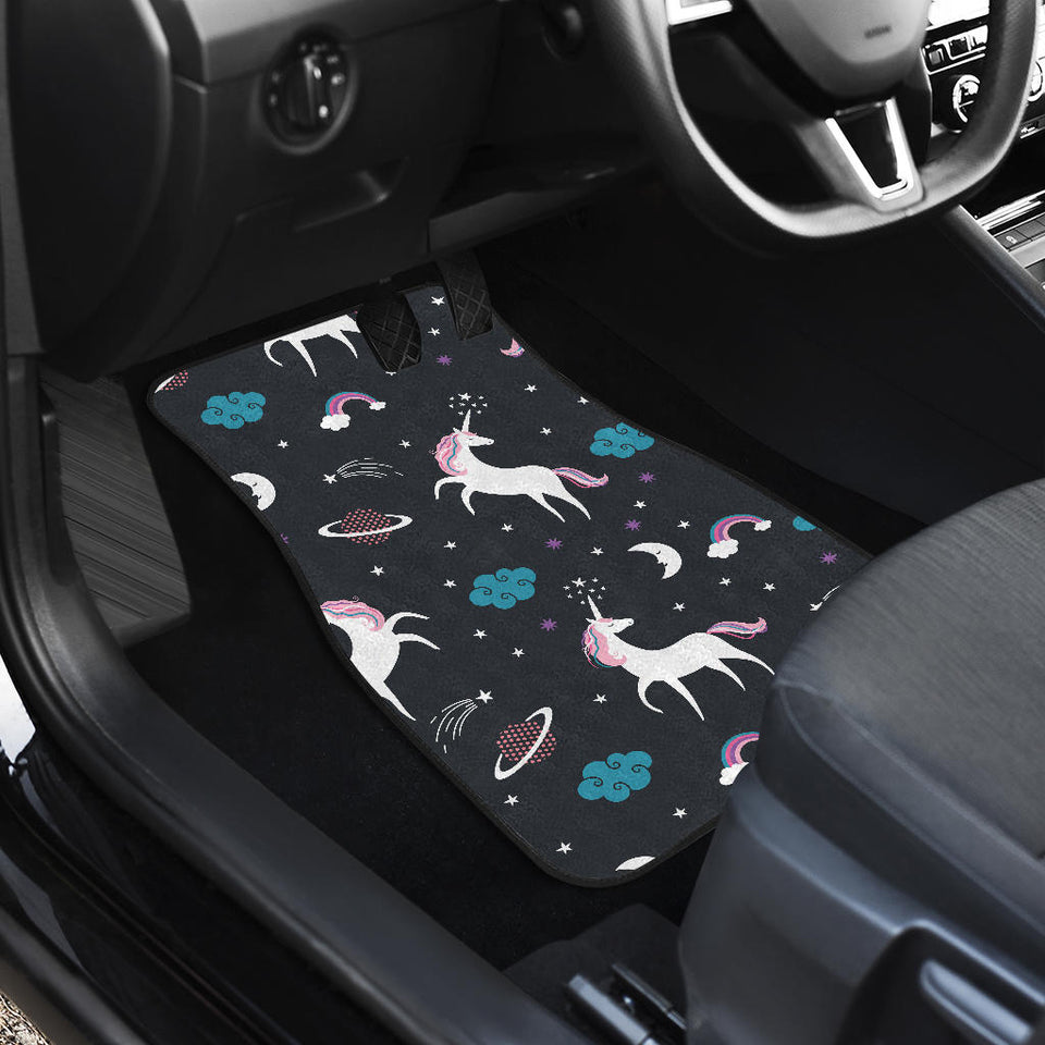 Unicorn Rainbows Moon Clound Star Pattern Front And Back Car Mats