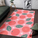 Grapefruit Leaves Flower Pink Background Area Rug