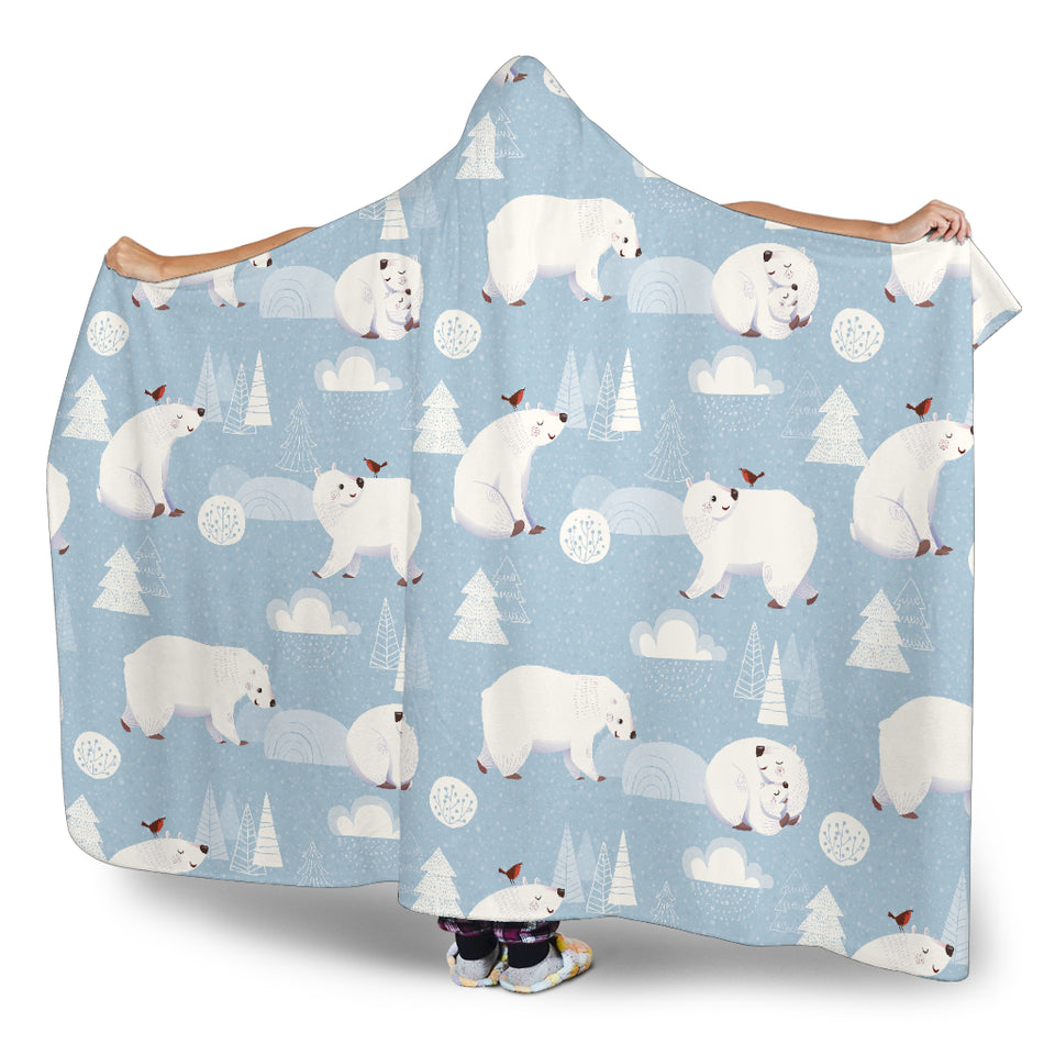 Cute Polar Bears Christmas Decoration Pattern Hooded Blanket