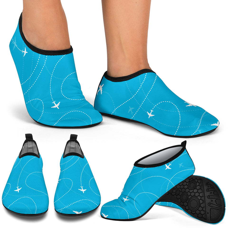Airplane Destinations Blue Background Aqua Shoes